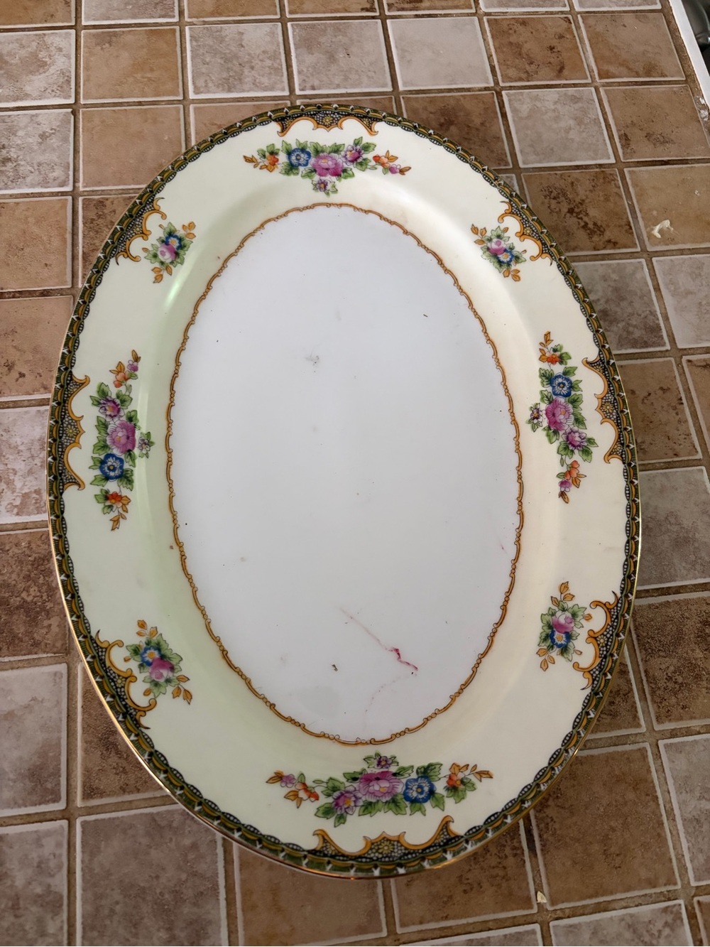 Vintage Meito China Hand Painted Japan Floral Design Small Platter 8"